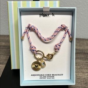Piper K | Pink Cord Charm Bracelet